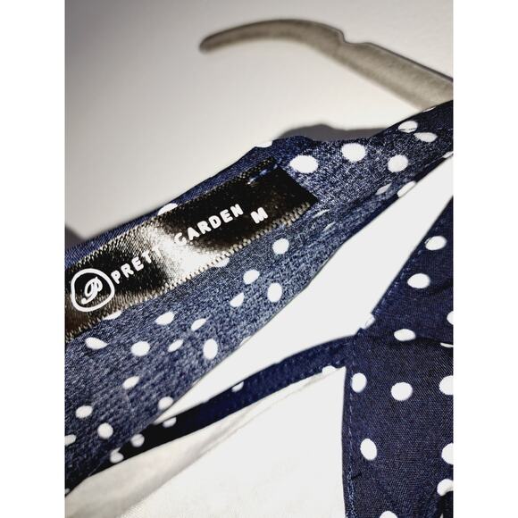 Pretty Garden NWT! High Neck Maxi Length Blue Polka-dot Dress In Size Medium - Picture 4 of 6